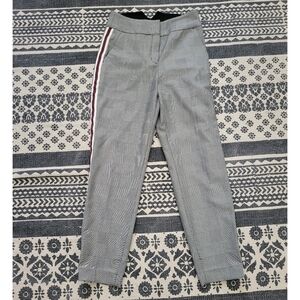 Womens Express Gray Checkered Pants with Side Stripe Size 2r Ankle High Rise